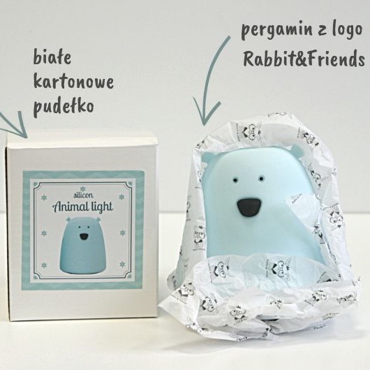 Rabbit&Friends silikonowa lampka led mały niebieski MIŚ