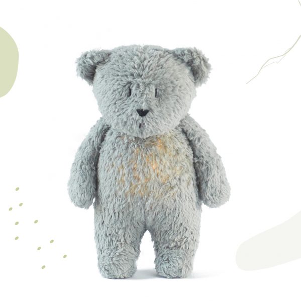 MOONIE szumiący Miś Organc z lampką MINERAL GREY