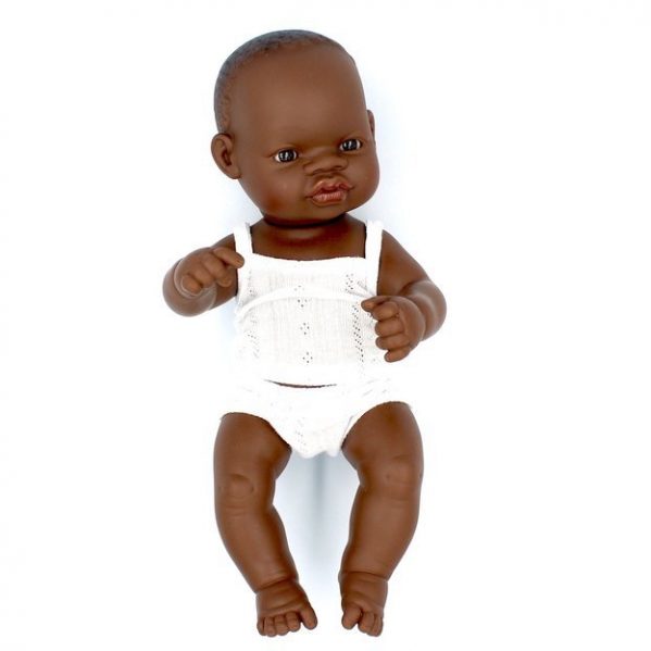 MINILAND lalka dziewczynka Afrykanka 32cm + Ubranko Miniland Baby