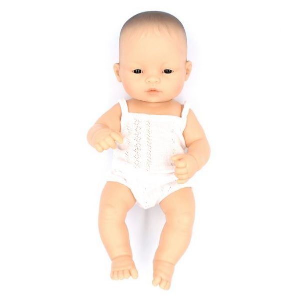 MINILAND lalka dziewczynka Azjatka 32cm + Ubranko Miniland Baby