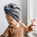 Looks by LUKS dziecięcy Turban No.1 Velvet Silver Grey