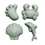 SCRUNCH Silikonowe Foremki do piasku 4 szt. - kolor SZAŁWIOWY