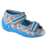 BEFADO kapcie dziecięce z odkrytymi palcami SNAKE szare w roboty