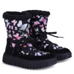 EMEL śniegowce dziecięce TASMANIA czarne z motylkami MEMBRANA tex EV 4209 EV 4209M