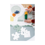 TRIXIE BABY Puzzle Ruch Drogowy + 2 Samochody, Wesołe Zwierzaki i Klocki Drewniane