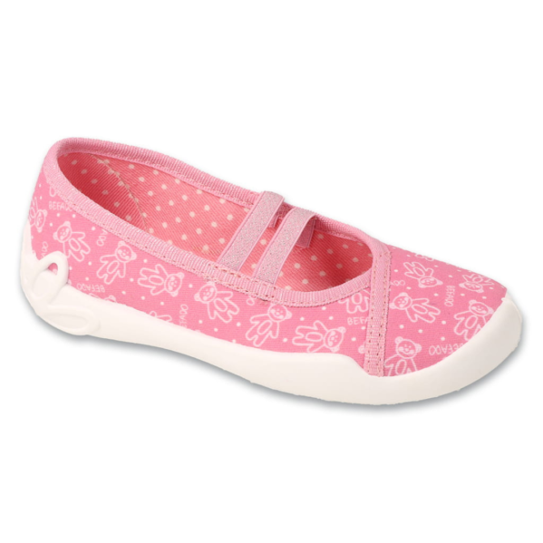 Kapcie dziecięce Befado Blanca 116X333 – lekkie balerinki dla dziewczynki do przedszkola, z oddychającą cholewką i wyściółką Soft-B, idealne kapcie do codziennego użytku.