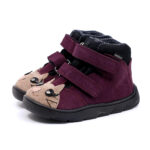 Trzewiki dziecięce wodoodporne MRUGAŁA Neko BAREFOOT Kitty Plum lekko ocieplane
