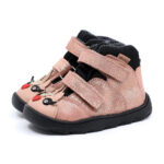 Trzewiki dziecięce wodoodporne MRUGAŁA Neko BAREFOOT Pony Rosa połysk lekko ocieplane