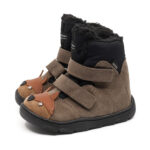 Zimowe trzewiki dziecięce wodoodporne MRUGAŁA Heli BAREFOOT Fox Grey ocieplane