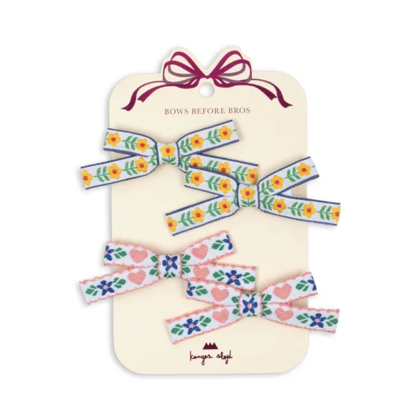 spinki do włosów Konges Slojd kokardki white rose 4 sztuki