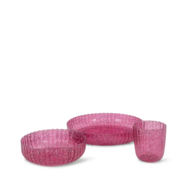 zestaw obiadowy dla dzieci Konges Slojd brokat talerz miseczka kubek