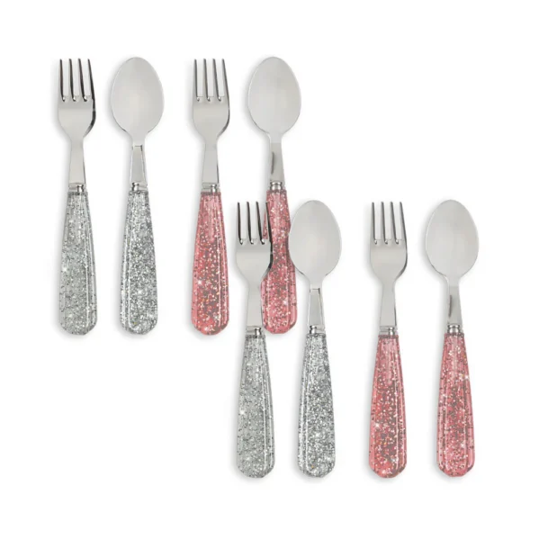 Sztućce dla dzieci Konges Slojd Glitter zestaw 8 sztuk stalowe z brokatem
