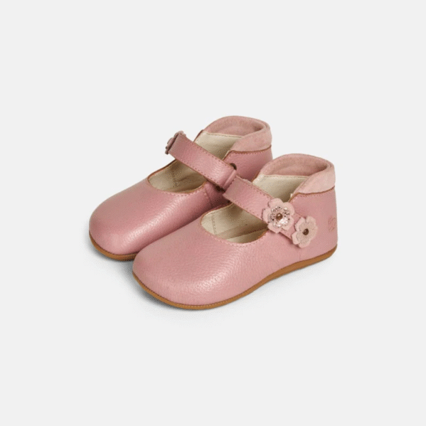 Buty do nauki chodzenia Bundgaard Prewalker Aya Flower Vintage Rose baleriny dziecięce