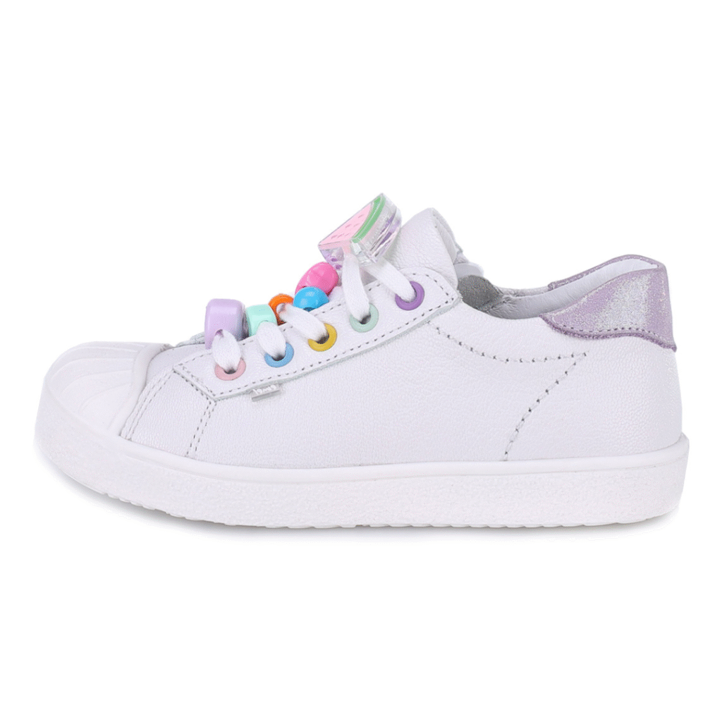 trampki dziecięce EmelE 2628H skórzane półbuty dziewczęce z gumowym noskiem