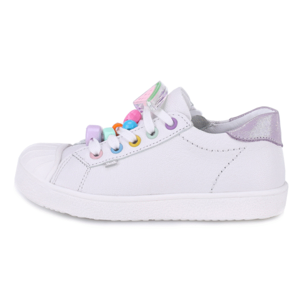 trampki dziecięce EmelE 2628H skórzane półbuty dziewczęce z gumowym noskiem