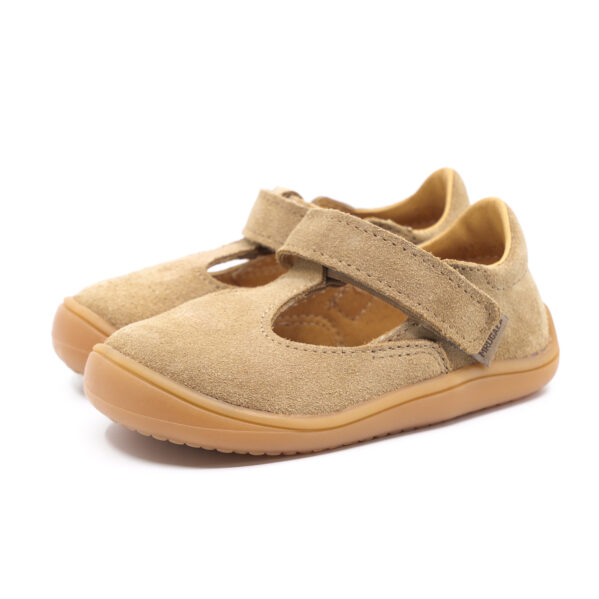 baleriny barefoot dla dzieci MRUGAŁA FLORA sand skórzane welurowe