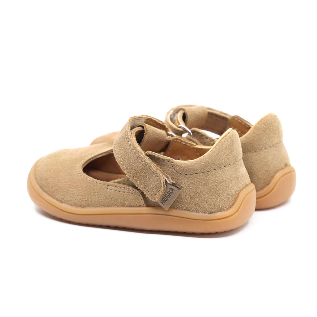 baleriny barefoot dla dzieci MRUGAŁA FLORA sand skórzane welurowe