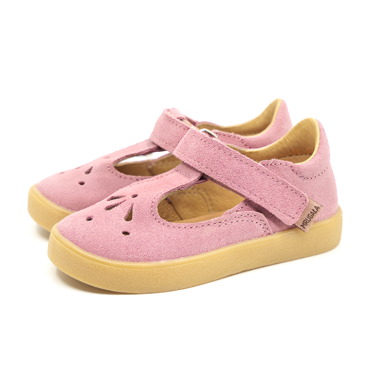 LUNA flamingo – skórzane baleriny dziecięce dla dziewczynki Baleriny dziecięce LUNA flamingo skórzane dla dziewczynki z ozdobnym ażurowym przodem