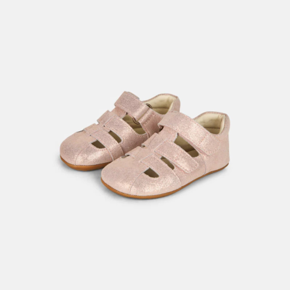 Bundgaard Tobias Old Rose Glitter – lekkie sandały barefoot dla dzieci do nauki chodzenia