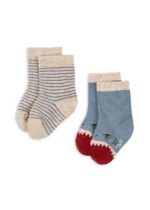 Skarpetki dziecięce Konges Slojd 2-pack Rib w kolorze Shark – dostępne w sklepie internetowym Chwali Piętka. Wykonane z bawełny organicznej i elastanu, certyfikowane OEKO-TEX®.