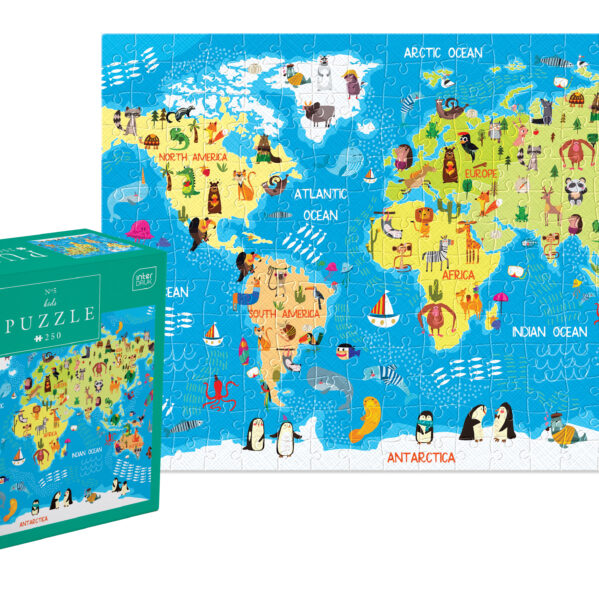 Interdruk Puzzle 250 elementów Mapa Świata Kids World Map
