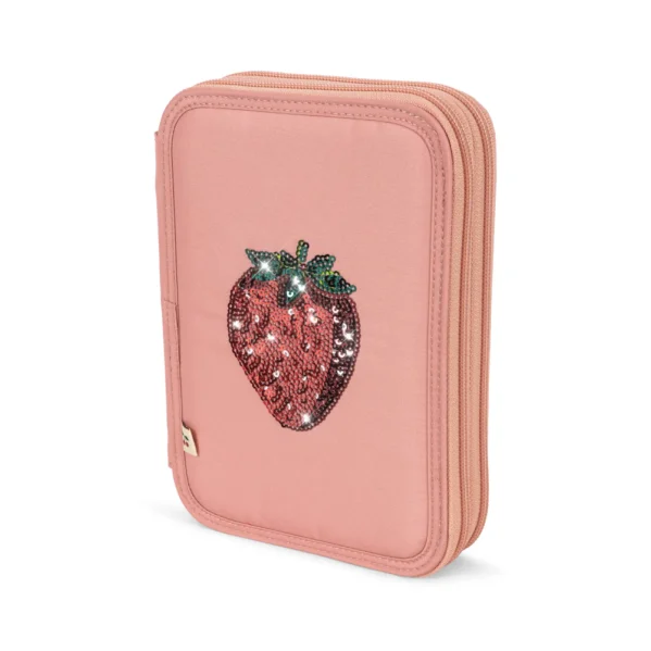 Konges Slojd Rosette Strawberry piórnik szkolny z cekinową truskawką