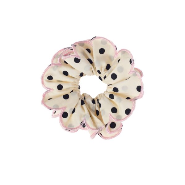 Rockahula gumka do włosów w groszki z różową falbanką Polka Dot Scalloped Scrunchie