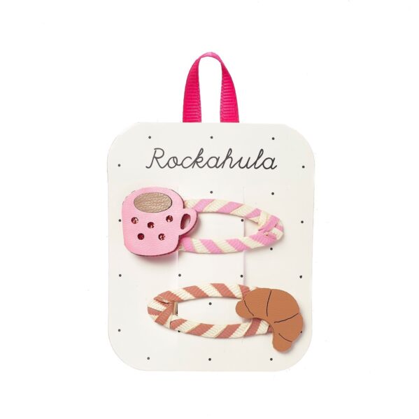 Rockahula Petit Déjeuner Clips spinki do włosów dla dziewczynki kawa i croissant