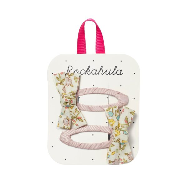 Rockahula Petal Twisty Bow Clips spinki do włosów dla dziewczynki z kwiatowymi kokardkami