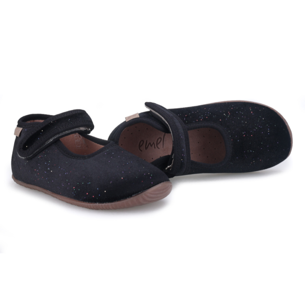 EMEL Barefoot Kapcie do Przedszkola Baleriny Na Rzep Czarne Błyszczące EK 4000D-2 – Chwali Piętka