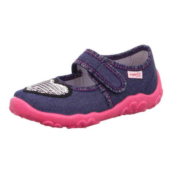 Superfit Bonny Navy Heart granatowe kapcie do przedszkola z cekinowym sercem Chwali Piętka