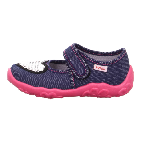 Superfit Bonny Navy Heart granatowe kapcie do przedszkola z cekinowym sercem Chwali Piętka