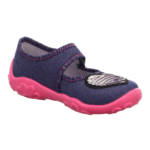 Superfit Bonny Navy Heart granatowe kapcie do przedszkola z cekinowym sercem Chwali Piętka