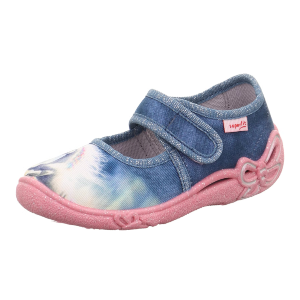 Superfit Belinda Blue Pink błękitne kapcie do przedszkola z pegazem Chwali Piętka