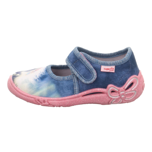 Superfit Belinda Blue Pink błękitne kapcie do przedszkola z pegazem Chwali Piętka