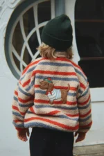 Konges Slojd kurtka dziecięca teddy Jody Tangerine Stripe – Chwali Piętka