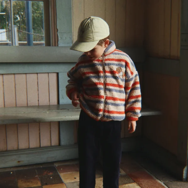 Konges Slojd kurtka dziecięca teddy Jody Tangerine Stripe – Chwali Piętka