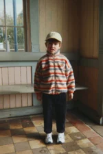 Konges Slojd kurtka dziecięca teddy Jody Tangerine Stripe – Chwali Piętka