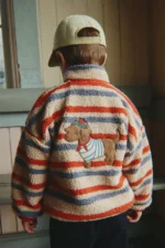 Konges Slojd kurtka dziecięca teddy Jody Tangerine Stripe – Chwali Piętka