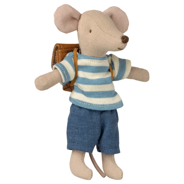 Myszka Maileg z plecakiem Big Brother Tricycle Mouse Brown 13 cm – Chwali Piętka