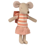 Myszka Maileg z plecakiem Big Sister Tricycle Mouse Coral 13 cm – Chwali Piętka