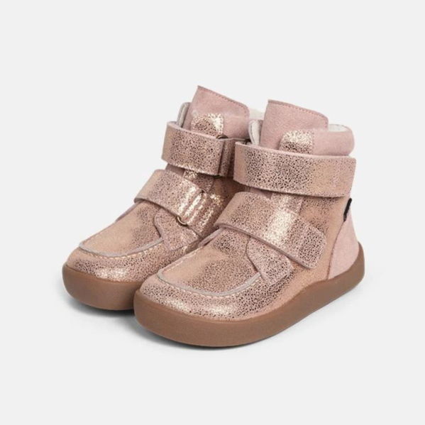 Bundgaard Milo Barefoot Vintage Rose Glitter ocieplane buty zimowe z naturalną wełną i membraną TEX – Chwali Piętka