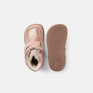 Bundgaard Milo Barefoot Vintage Rose Glitter ocieplane buty zimowe z naturalną wełną i membraną TEX – Chwali Piętka