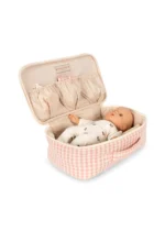 Konges Slojd Baby Doll Nursery Suitcase Pink Check – lalka bobas z akcesoriami w walizce | Chwali Piętka