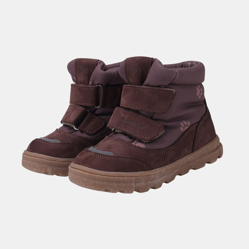 Brązowe buty zimowe dziecięce Emel EV 2778-21 w łapki z membraną Te-Por