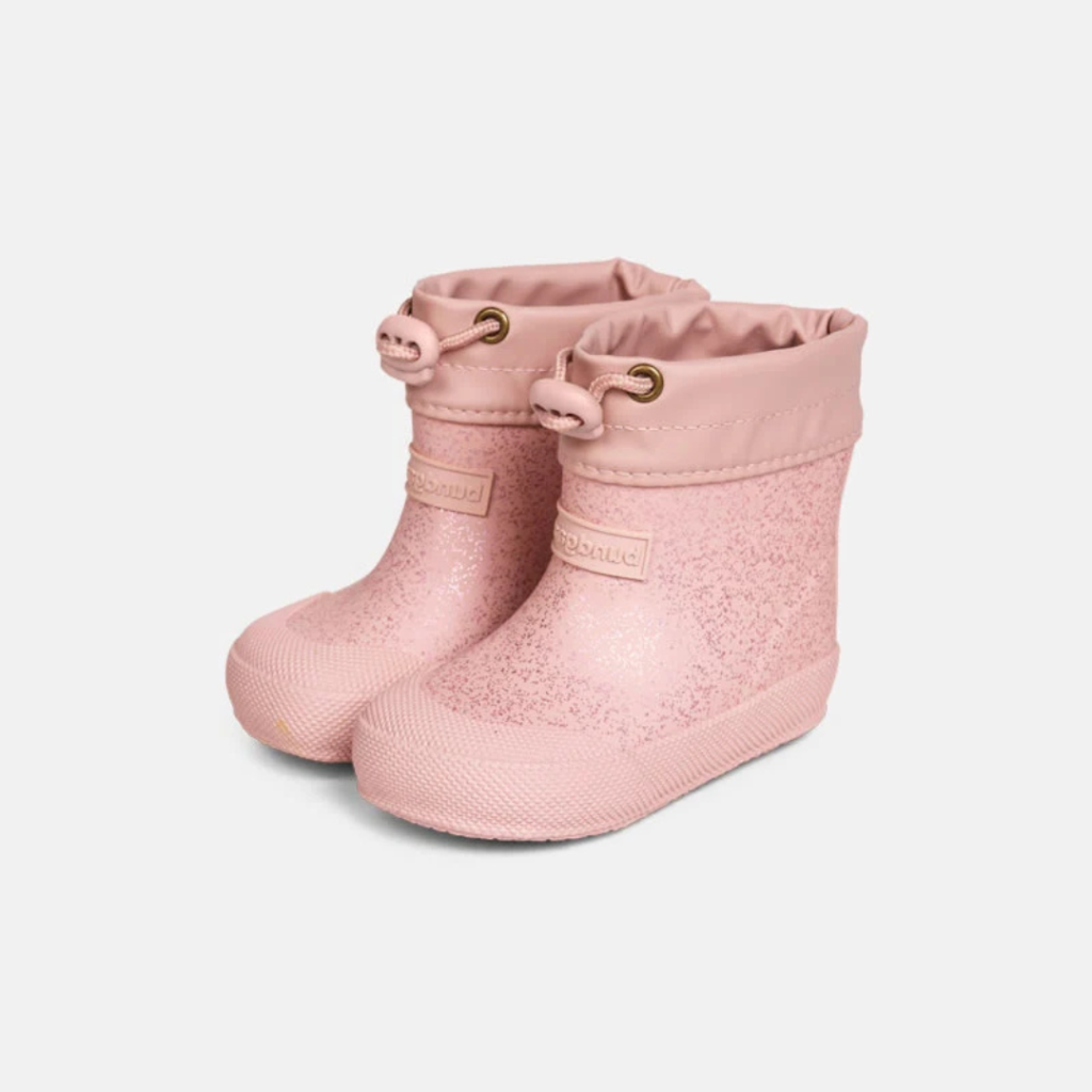 Bundgaard Malik Vintage Rose Sparkle ocieplane kalosze barefoot dla dzieci