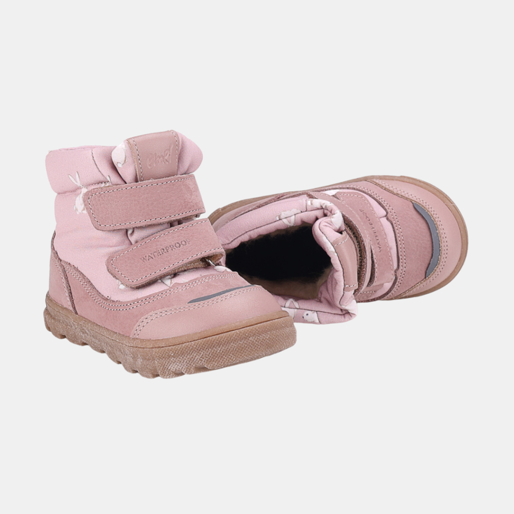 Różowe buty zimowe dziecięce Emel EV 2778-19 w króliczki z membraną Te-Por
